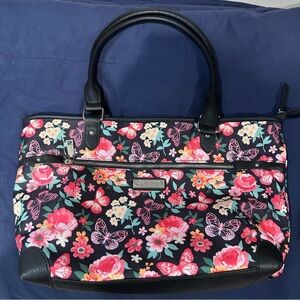Lily Bloom Floral Black Handbag/Tote Bag